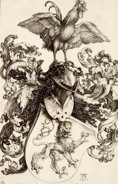 Coat of Arms with a Lion and a Cock by Albrecht Dürer